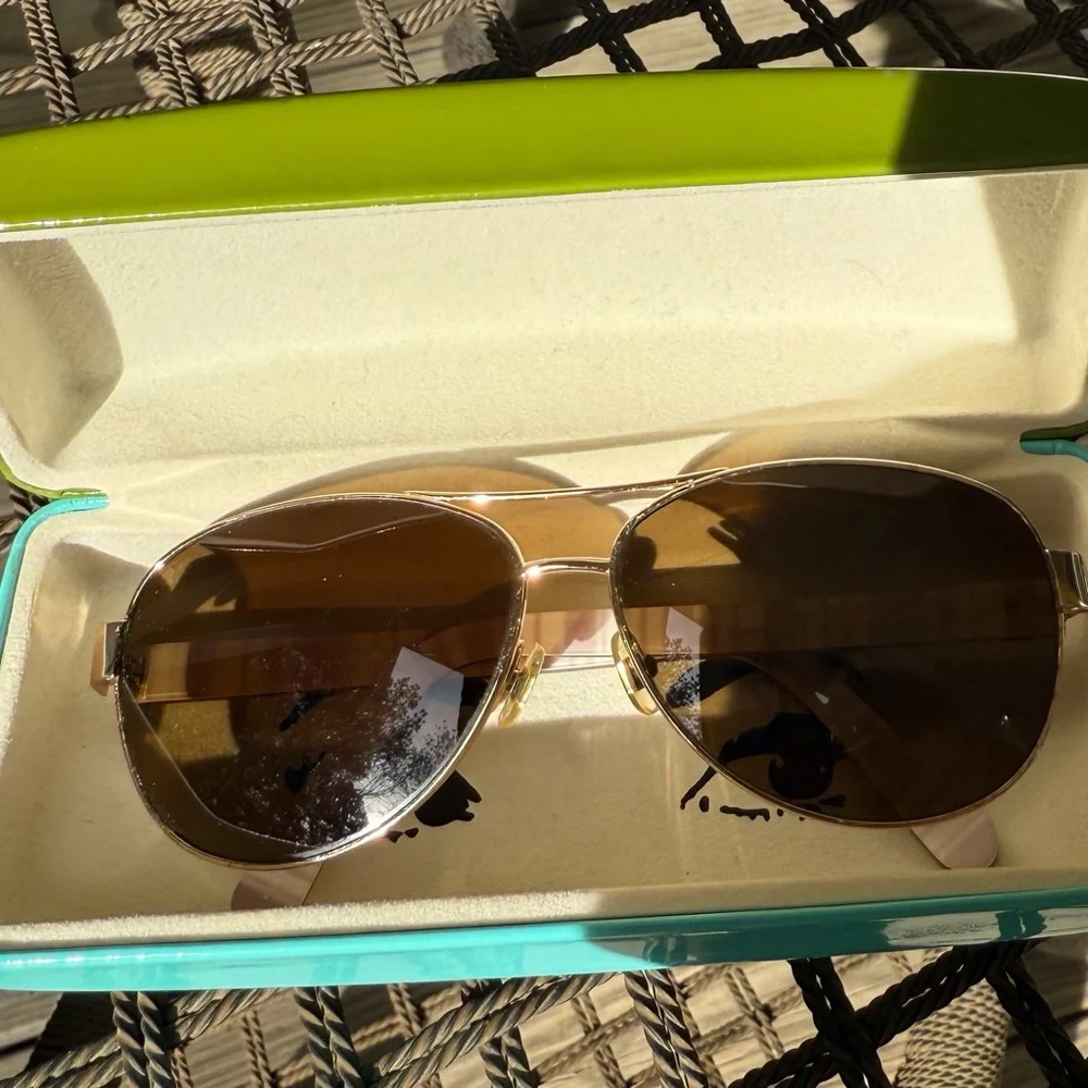 kate spade gold aviator sunglasses with brown lenses